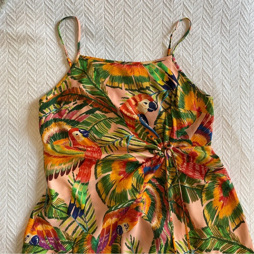 🎄 FARM Rio Macaw Leaves Side Knot Dress - Picture 3 of 6